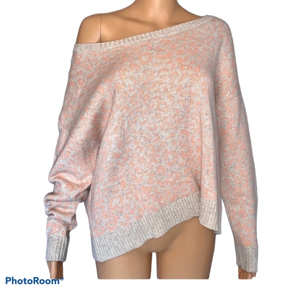 FREE PEOPLE Pink Leopard Sweater - Picture 2 of 9